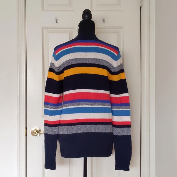 H&M Cotton/Nylon/Wool Multicolor Stripes Crewneck Sweater. - Picture 2 of 4